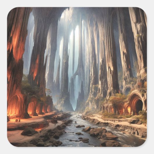 Säulen und Menschen Quadratischer Aufkleber (Vorderseite)