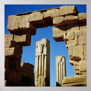 Säulen verziert mit stilisiertem Lotos Poster