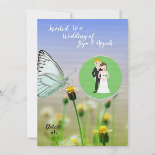 Säulenpapier Vintage Paar Garten Schmetterling Einladung