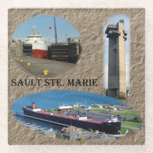 Sault Ste. Marie glass Untersetzer (Vorderseite)
