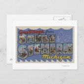 Sault Ste. Marie, Michigan - Große Buchstabenszene Postkarte (Vorne/Hinten)