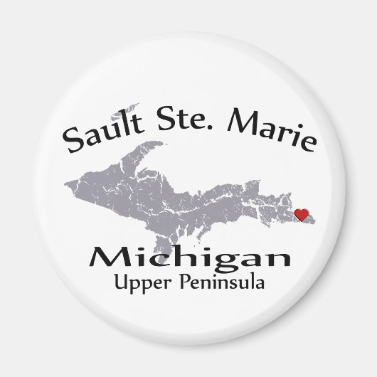 Sault Ste Marie Michigan Herzkarte Design Magnet (Vorne)