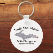 Sault Ste Marie Michigan Herzkarte Design Schlüsse Schlüsselanhänger (Vorderseite)