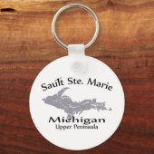 Sault Ste Marie Michigan Map Design Schlüsselanhän Schlüsselanhänger (Vorderseite)