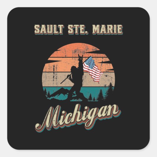 Sault Ste. Marie Michigan Quadratischer Aufkleber (Vorderseite)