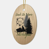 Sault Ste Marie Michigan Snowmobile Bear Keramik Ornament (Links)