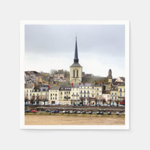 Saumur River Bank Scene Paper Napkins Serviette