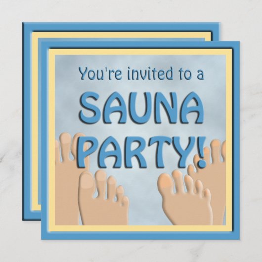 Sauna Party Funny Feet Niedliche Einladung (Vorne/Hinten)