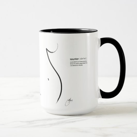 "Saunter" Tasse 15oz mit schriftlicher Definition (Rechts)
