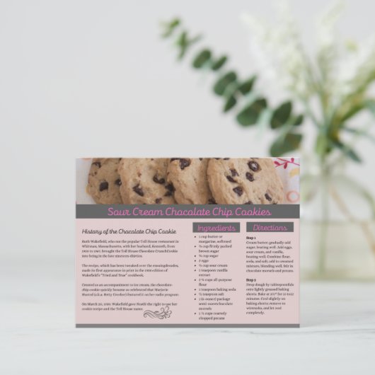Saure Creme Chocolate Chip Cookies Postkarte (Stehend Vorderseite)
