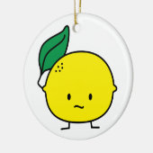 Saure gelbe Zitronenblatt-Zitrusfrucht lemony Keramikornament (Links)