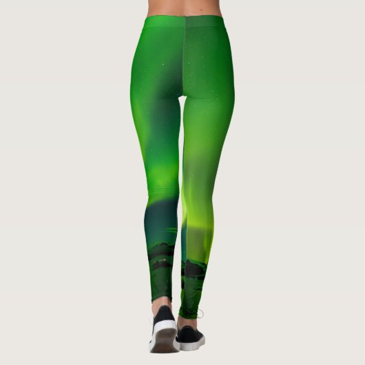 Saure grüne Aurora Borealis Leggings (Rückseite)