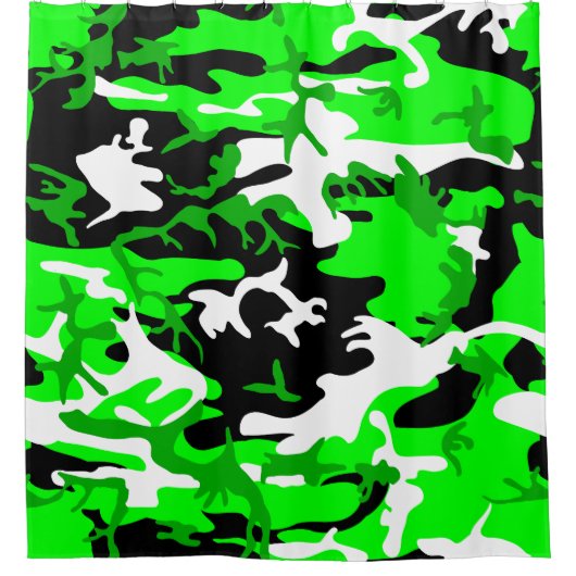 Säure-grüne Tarnung Schwarz-weiße Camouflage Duschvorhang (Vorderseite)