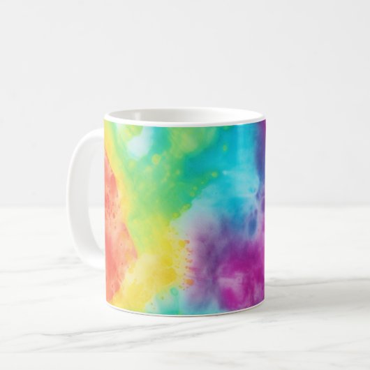 Saure Neon Regenbogen-gefärbte Krawatte Kaffeetasse (Vorderseite Links)