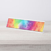Saure Neon Regenbogen-gefärbte Krawatte Schreibtischnamensplakette (Vorderseite )