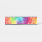 Saure Neon Regenbogen-gefärbte Krawatte Schreibtischnamensplakette (Vorderseite )