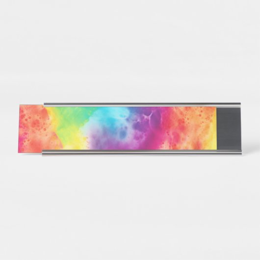 Saure Neon Regenbogen-gefärbte Krawatte Schreibtischnamensplakette (Vorderseite )