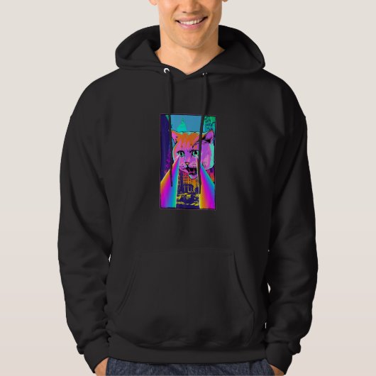 Säure Pixie Laser Cat in der City psychedelisch Hoodie (Vorderseite)