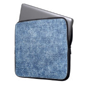 Säure waschen blaue Denim, nah-up Textur. Laptopschutzhülle (Vorderseite Links)