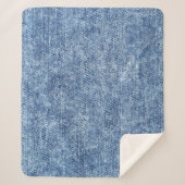 Säure waschen blaue Denim, nah-up Textur. Sherpadecke (Vorderseite)