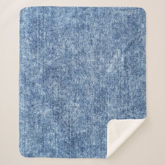 Säure waschen blaue Denim, nah-up Textur. Sherpadecke (Vorderseite)