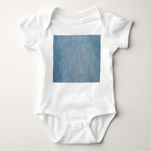 Säure waschen blaue Jeans, Denim Textur. Baby Strampler (Vorderseite)