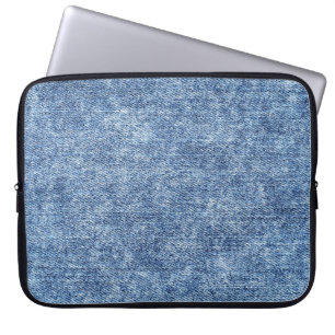 Säuregewaschenes blaues Denim, Nahaufnahme-Textur. Laptopschutzhülle