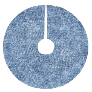Säuregewaschenes blaues Denim, Nahaufnahme-Textur. Polyester Weihnachtsbaumdecke