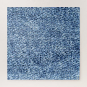 Säuregewaschenes blaues Denim, Nahaufnahme-Textur. Puzzle