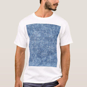Säuregewaschenes blaues Denim, Nahaufnahme-Textur. T-Shirt