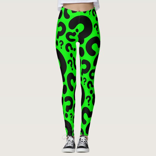 Säuregrün Fragezeichen Leggings (Vorderseite)