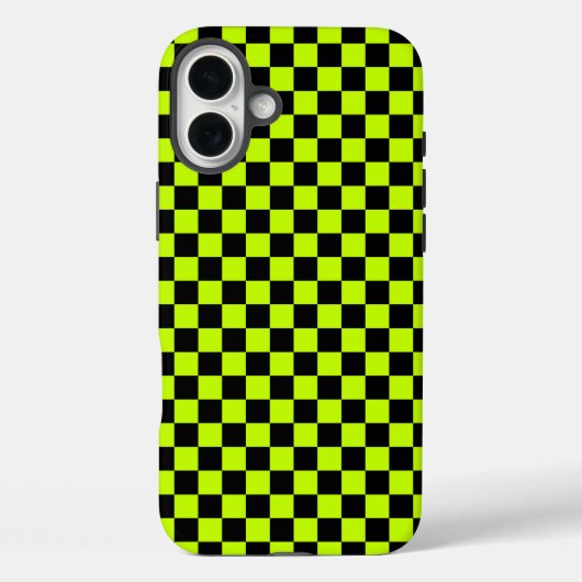 Säuregrün-schwarzes Schachbrettmuster Case-Mate iPhone Hülle (Rückseite)