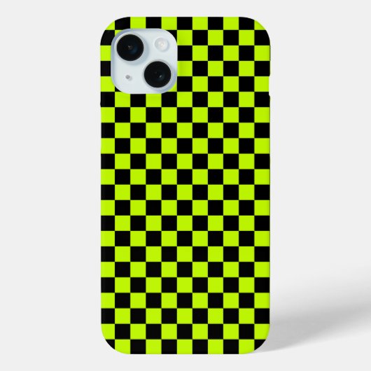 Säuregrün-schwarzes Schachbrettmuster Case-Mate iPhone Hülle (Rückseite)