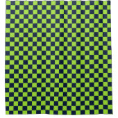 Säuregrün-schwarzes Schachbrettmuster-Duschvorhang Duschvorhang (Vorderseite)