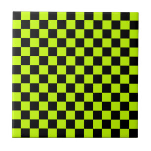 Säuregrün-schwarzes Schachbrettmuster Fliese