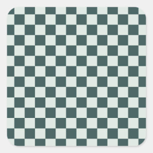 Säuregrün-schwarzes Schachbrettmuster quadratische Quadratischer Aufkleber