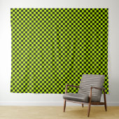 Säuregrün-schwarzes Schachbrettmuster Wandteppich (Beispiel (Horizontal))