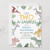 Saurus Dinosaur Birthday Invitation Einladung (Vorderseite)