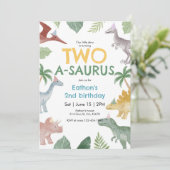 Saurus Dinosaur Birthday Invitation Einladung (Stehend Vorderseite)