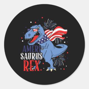 Saurus Rex 4. Juli Dinosaur Unabhängigkeitstag Runder Aufkleber