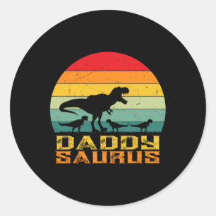 Saurus T Rex Dinosaur Fathers Day Family Runder Aufkleber