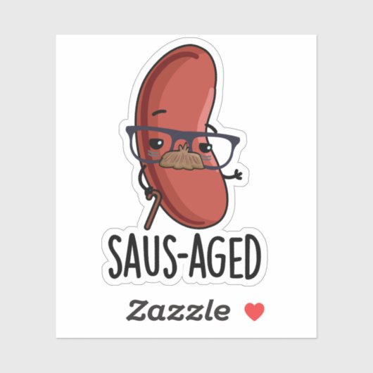 Saus-aged Funny Old Sausage Puns Aufkleber (Blatt)