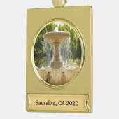Sausalito Fountain California Travel Fotografy Banner-Ornament Gold (Links)