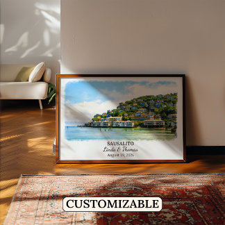 Sausalito Kalifornien Poster, Aquarell, Maßanferti Poster