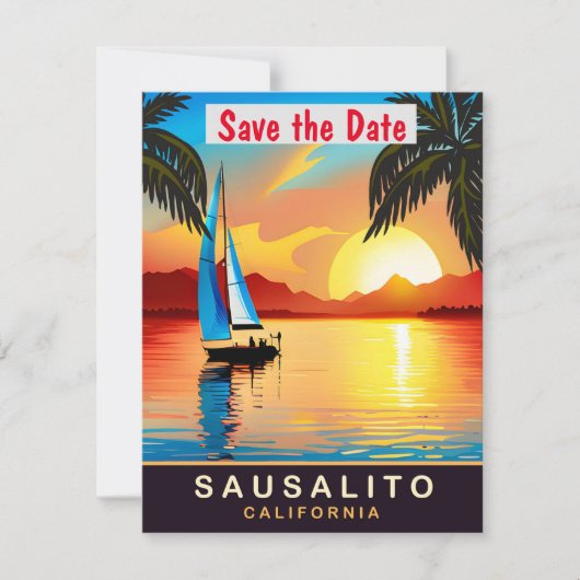 Sausalito, Kalifornien, Travel Postcard, Save The Date (Vorderseite)