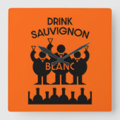 Sauvignon Blanc Wein Drinker Quadratische Wanduhr (Vorderseite)