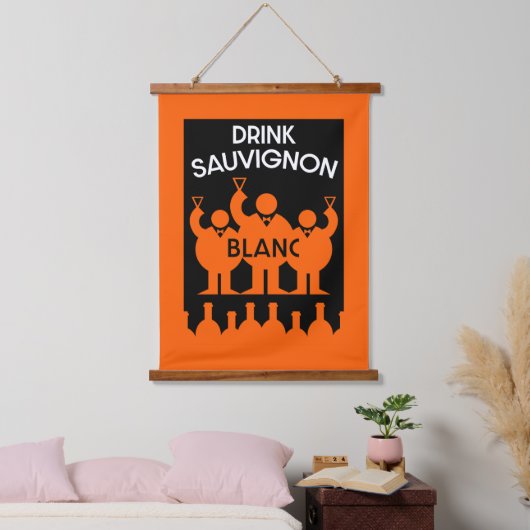Sauvignon Blanc Wein Drinker Wandteppich Mit Holzrahmen (Schlafzimmer)