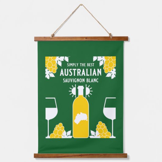 Sauvignon Blanc Wein Drinker Wandteppich Mit Holzrahmen (Vorderseite)