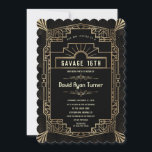 Savage 16. Gold Art Deco Great Gatsby 20 Einladung<br><div class="desc">Einzigartiges Design der Glam Art Deco Black Gatsby 1920er Stilkarte. Es ist im Art-Déco-Stil, Imitaten mit goldfarbener Folie und Ziergegenständen, prächtigen Vintagen Schriftart, auf einem Deko mit Goldkunst. Verwenden Sie das Tool Personalisieren, um Ihre Informationen hinzuzufügen. Für passende Artikel besuchen Sie bitte meine Gold Art Deco Gatsby Style Collection der...</div>
