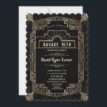 Savage 16. Gold Art Deco Great Gatsby 20 Einladung<br><div class="desc">Einzigartiges Design der Glam Art Deco Black Gatsby 1920er Stilkarte. Es ist im Art-Déco-Stil, Imitaten mit goldfarbener Folie und Ziergegenständen, prächtigen Vintagen Schriftart, auf einem Deko mit Goldkunst. Verwenden Sie das Tool Personalisieren, um Ihre Informationen hinzuzufügen. Für passende Artikel besuchen Sie bitte meine Gold Art Deco Gatsby Style Collection der...</div>